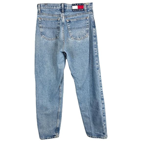 VTG Tommy Hilfiger Jeans Size 30x30 Straight Leg 90s Spell Out Big Flag Blue 223 - Picture 9 of 9